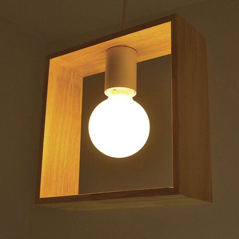 Lámpara Colgante de Madera Decorativa Cuadrada E-27-4