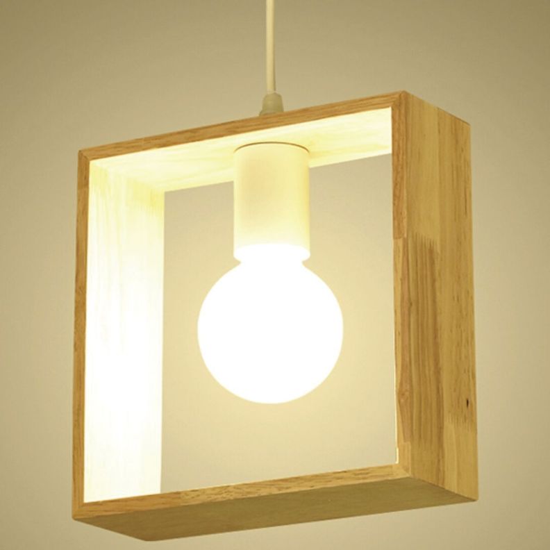 Lámpara Colgante de Madera Decorativa Cuadrada E-27-7