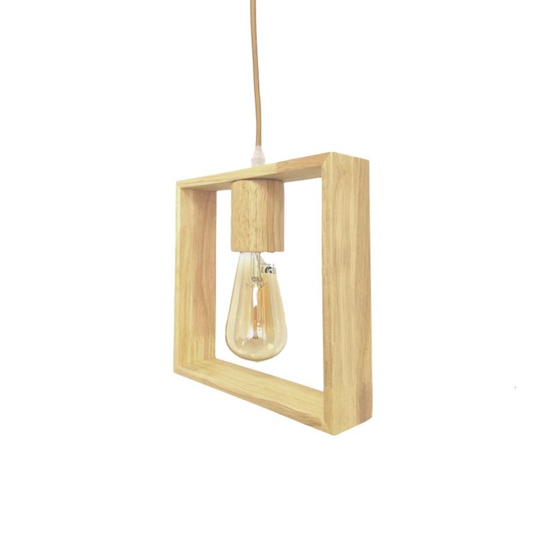 Lámpara Colgante de Madera Decorativa Cuadrada E-27-2