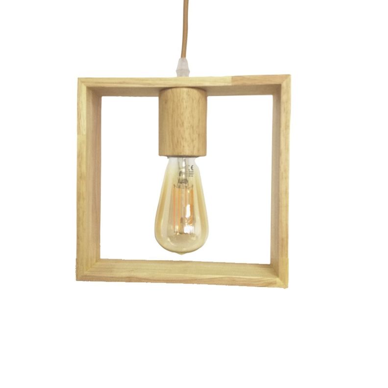 Lámpara Colgante de Madera Decorativa Cuadrada E-27-3