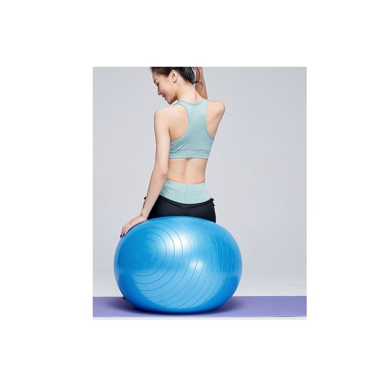 Balon Pilates Yoga 75cm Con Inflador Azul-1
