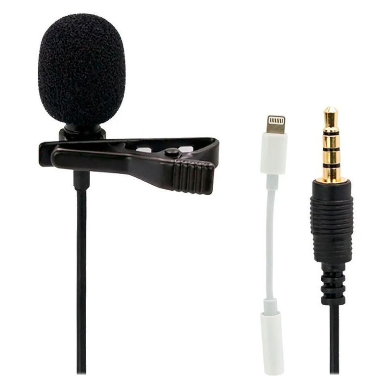 Microfono Solapa Lavalier Conexión 3,5 + Adaptador Lightning-1