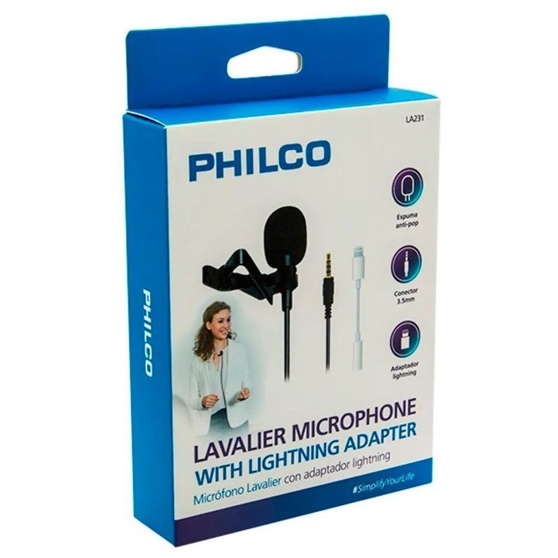 Microfono Solapa Lavalier Conexión 3,5 + Adaptador Lightning-0