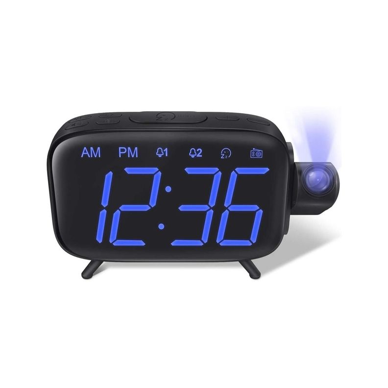 Reloj Despertador Digital Con Radio FM y Proyección de Luz-0