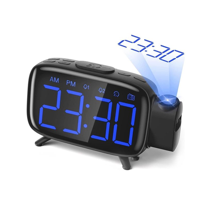 Reloj Despertador Digital Con Radio FM y Proyección de Luz-1