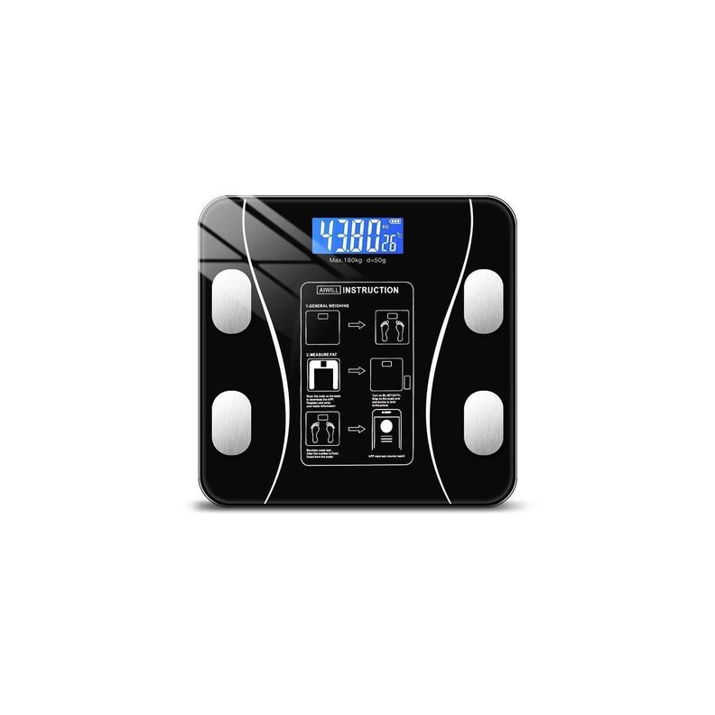 Pesa Digital Smart Con Bluetooth 180kg Con Medidor Imc - Puntostore Negro