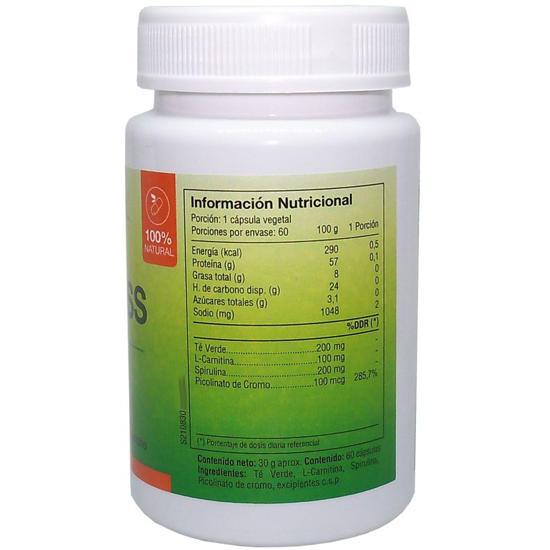 ANULGRASS TE VERDE L-CARNITINA SPIRULINA PICOLINATO DE CROMO 60 CAPSULAS VEGETALES - 600 MG - 3 PACK-3
