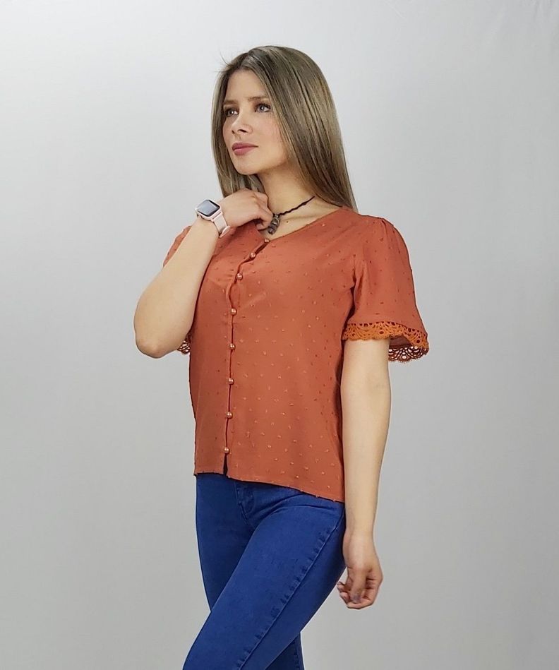 Bluson abotonado jacquard m/c terracota-1