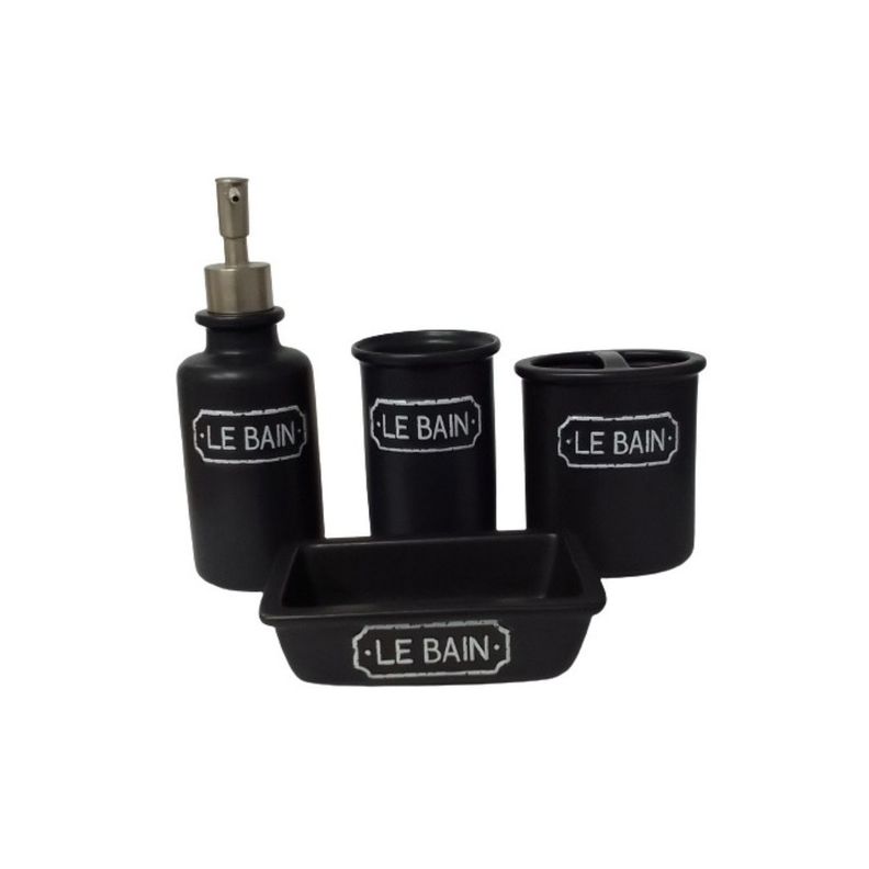 Juego Bano Ceramica 4 Piezas Negro