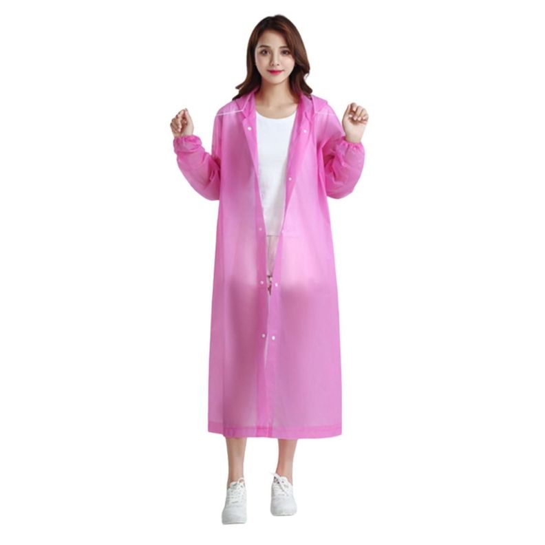 Poncho Impermeable Con Gorro Para Lluvia Rosado-0