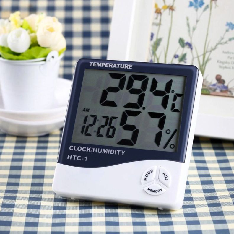 Medidor Para Temperatura y Humedad HTC-1 Incluye Reloj Alarma-6
