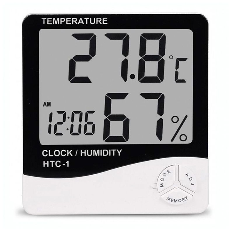 Medidor Para Temperatura y Humedad HTC-1 Incluye Reloj Alarma-0
