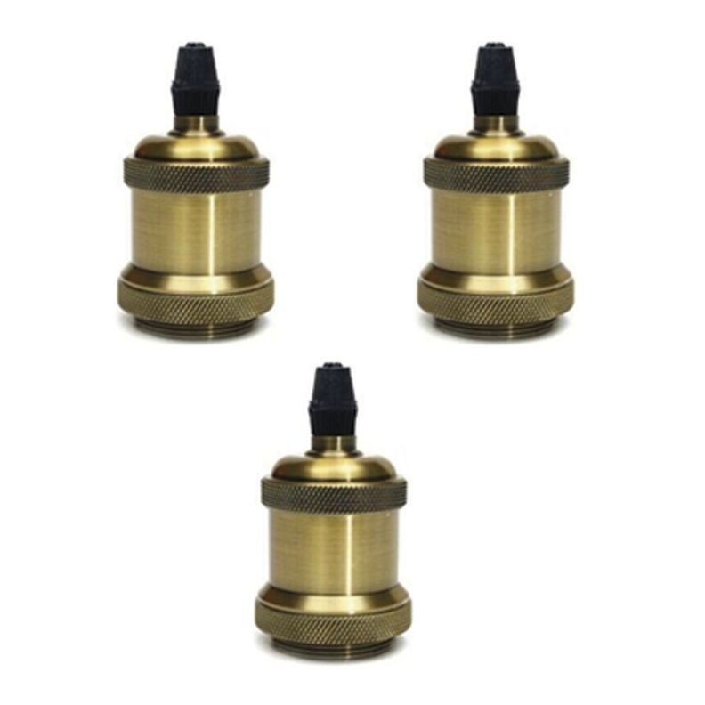 Pack 3 Soquetes E-27 Retro Dorado Vintage-0