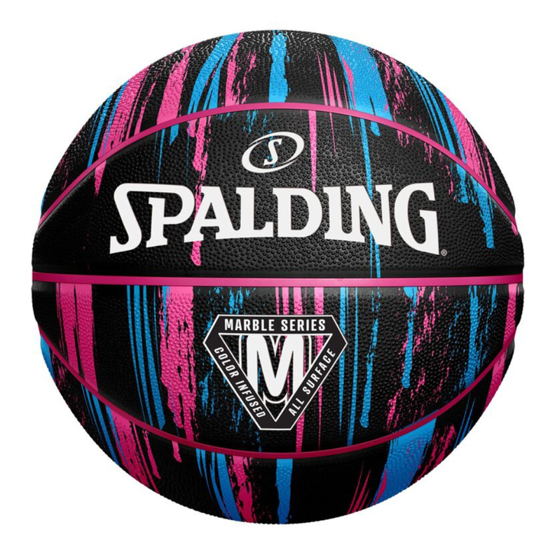 Balón Basketball Marble Series Tamaño 6 Negro Rosa-0