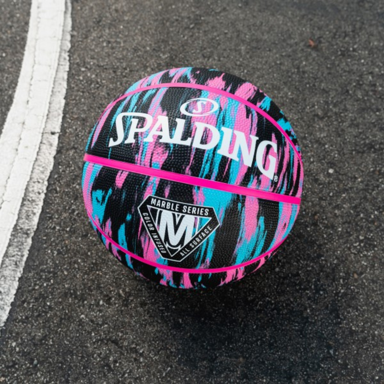 Balón Basketball Marble Series Tamaño 6 Negro Rosa-2