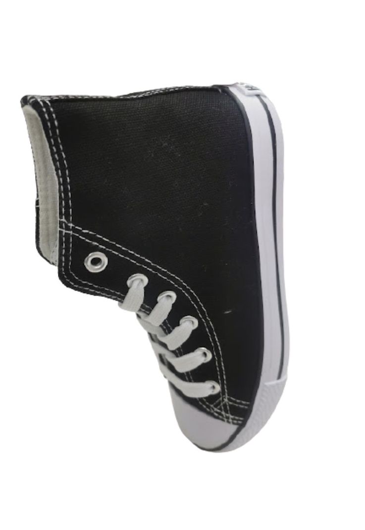 Zapatillas Lona Con Caña Negro-1