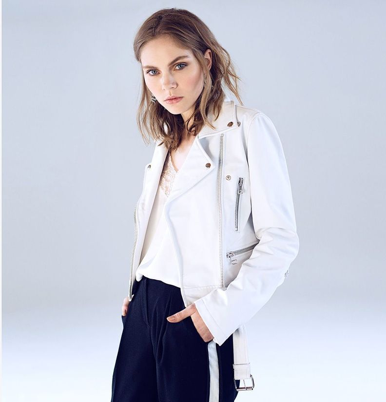 Chaqueta De Cuero Biker Sara Blanca Amen-0