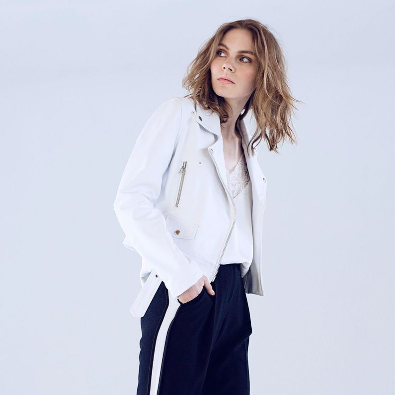 Chaqueta De Cuero Biker Sara Blanca Amen-1