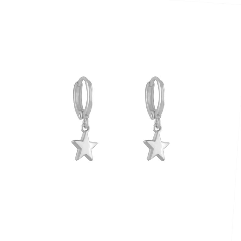 Argollas Stars bañadas en oro blanco Hadara Joyas-0