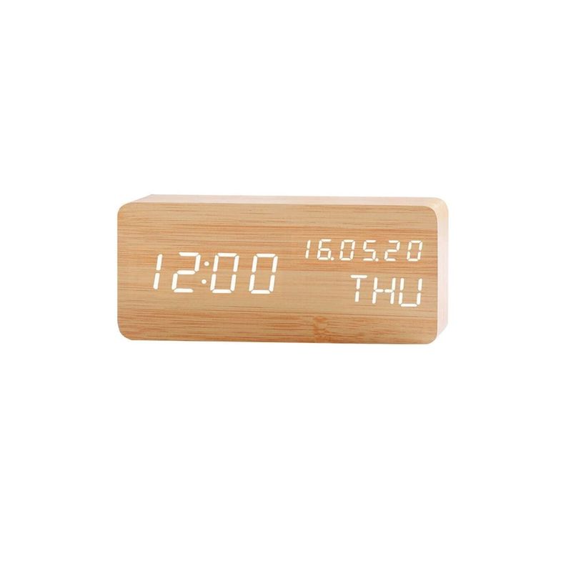 Reloj Despertador Digital Led de Madera Tecnolab-0