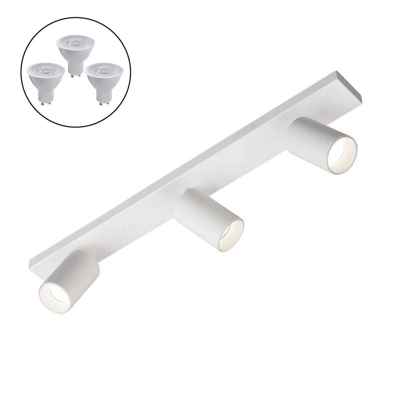 Foco Spotlight Blanco 3x Con Ampolleta 5,5W GU-10 Cálida M-0