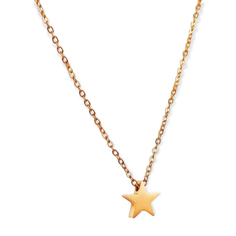 Cadena Colgante Estrella Minimalista Chapada En Oro 18k-0