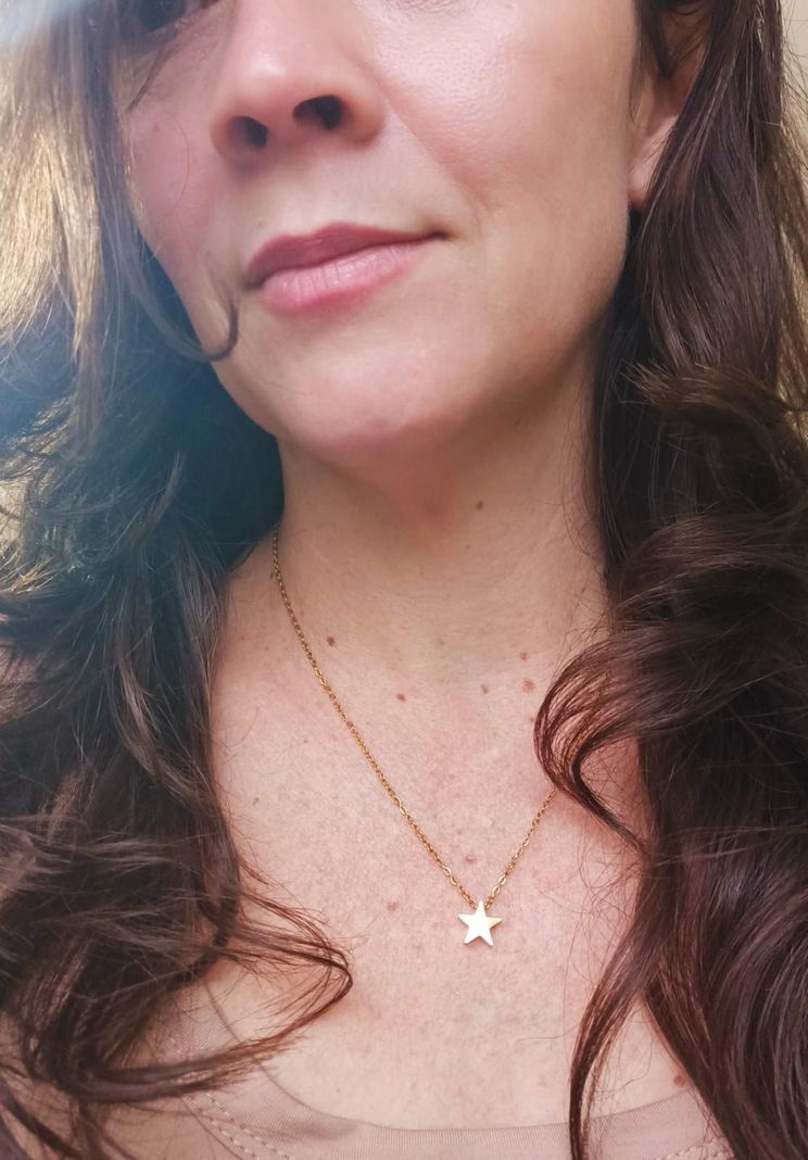 Cadena Colgante Estrella Minimalista Chapada En Oro 18k-6