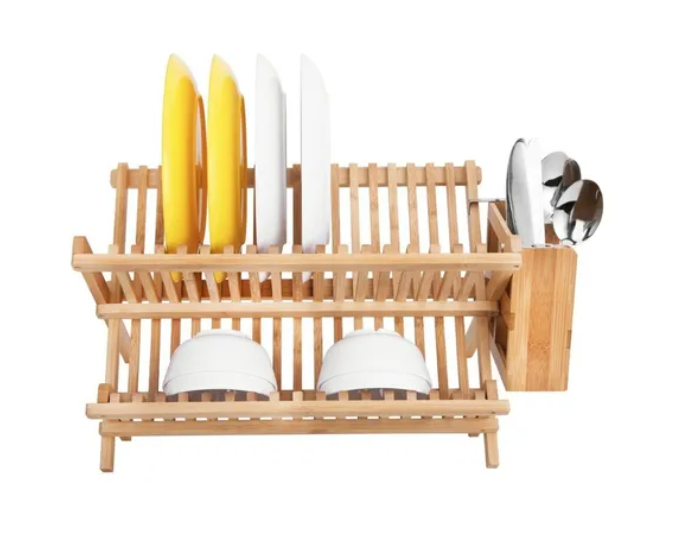 Organizador Escurridor De Platos De Bambú-1