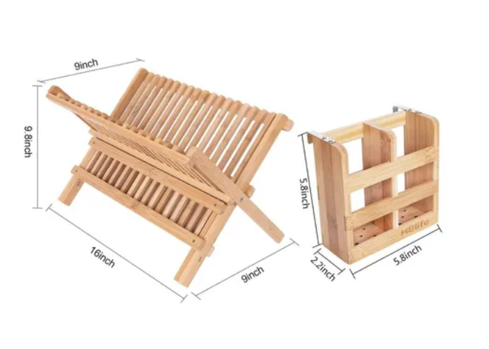 Organizador Escurridor De Platos De Bambú-2