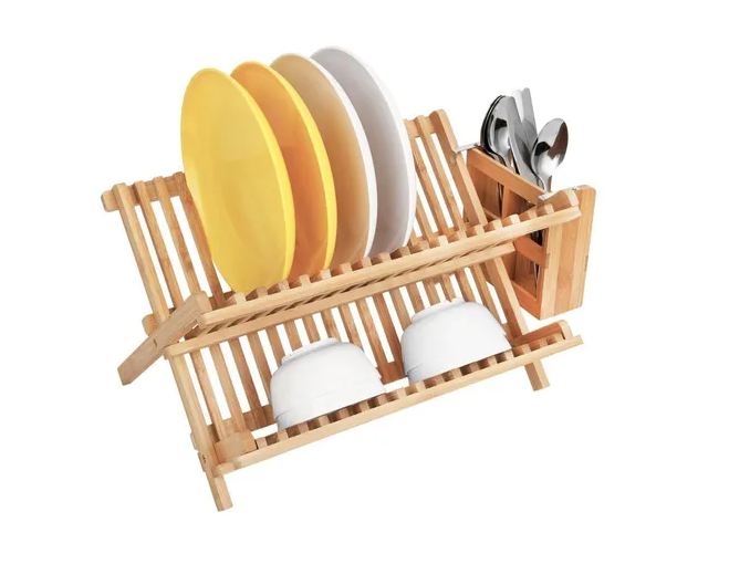 Organizador Escurridor De Platos De Bambú-3