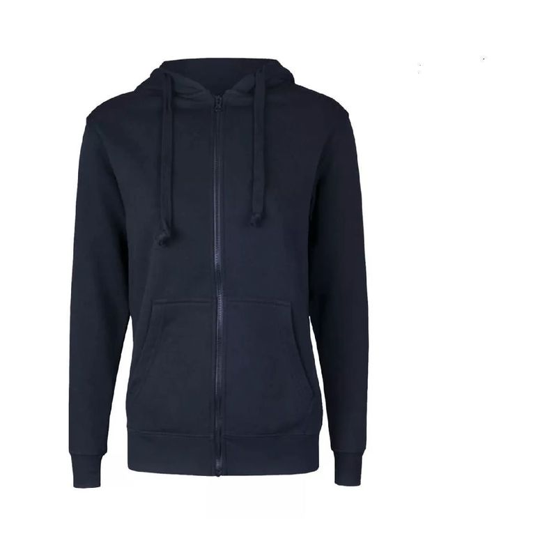Poleron Canguro Con Capucha Y Cierre unisex Azul Marino-0
