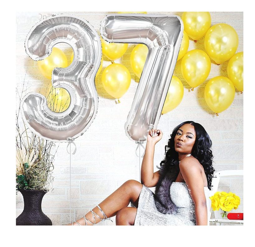 Globo Forma De Numero Globo Metalico Plateado Grande 7 80cm 100074-7-6
