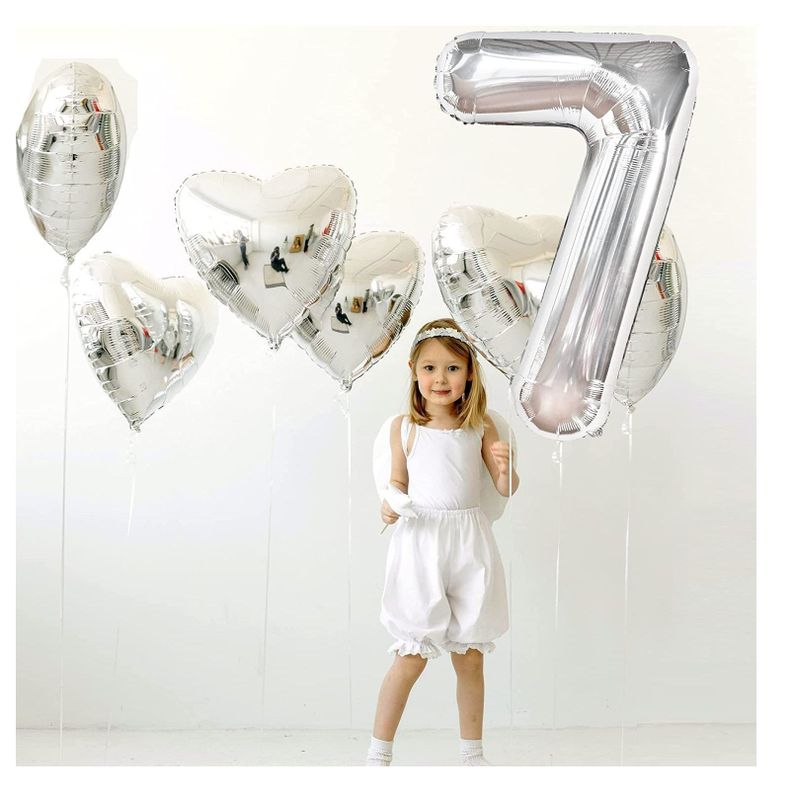 Globo Forma De Numero Globo Metalico Plateado Grande 7 80cm 100074-7-1