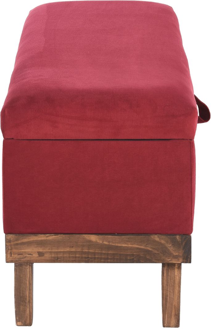 Banqueta con Baúl Incy Rojo Felpa 120x40x50 cm Máxima Design-6