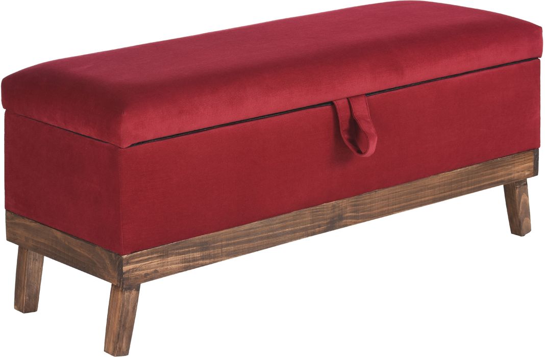Banqueta con Baúl Incy Rojo Felpa 120x40x50 cm Máxima Design-1