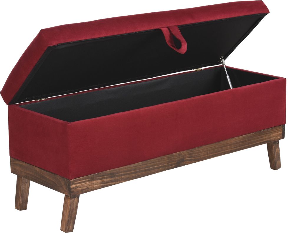 Banqueta con Baúl Incy Rojo Felpa 120x40x50 cm Máxima Design-2