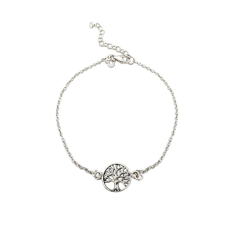 Pulsera Árbol de la vida Plata Fina 925 Envejecido-0