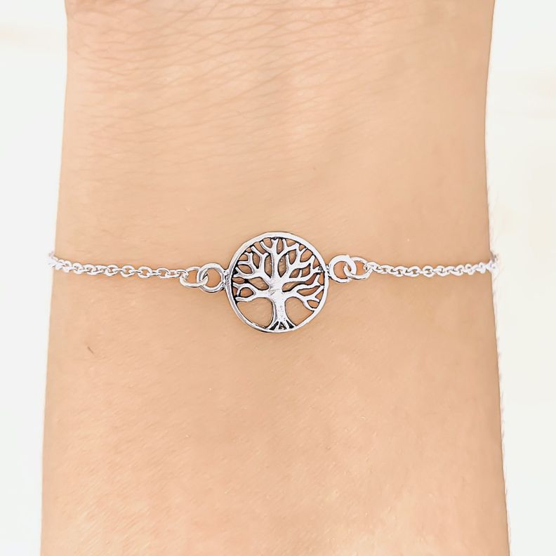 Pulsera Árbol de la vida Plata Fina 925 Envejecido-1