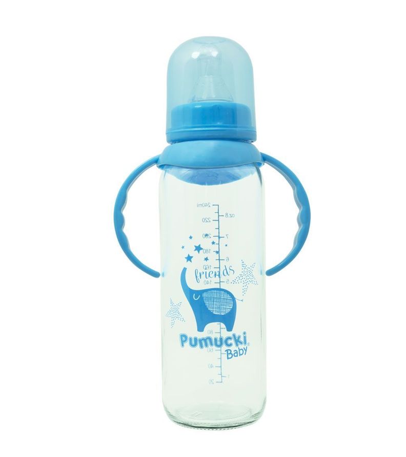Mamadera Vidrio 250ml Celeste Pumucki-0