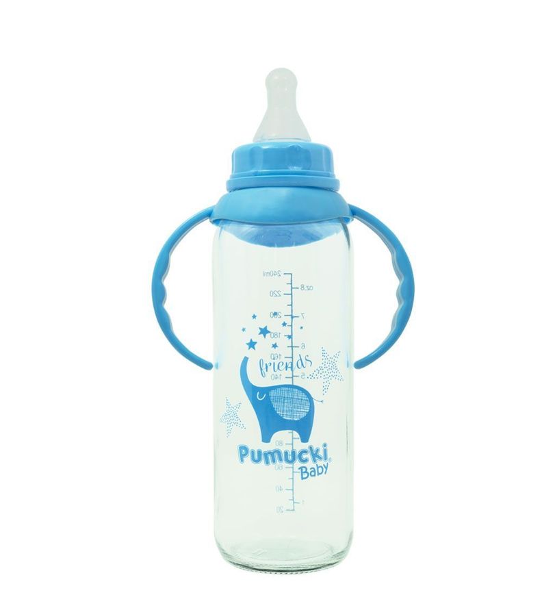 Mamadera Vidrio 250ml Celeste Pumucki-1