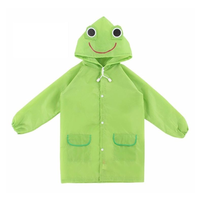 Poncho Impermeable Con Gorro Para Lluvia Infantil Verde-0