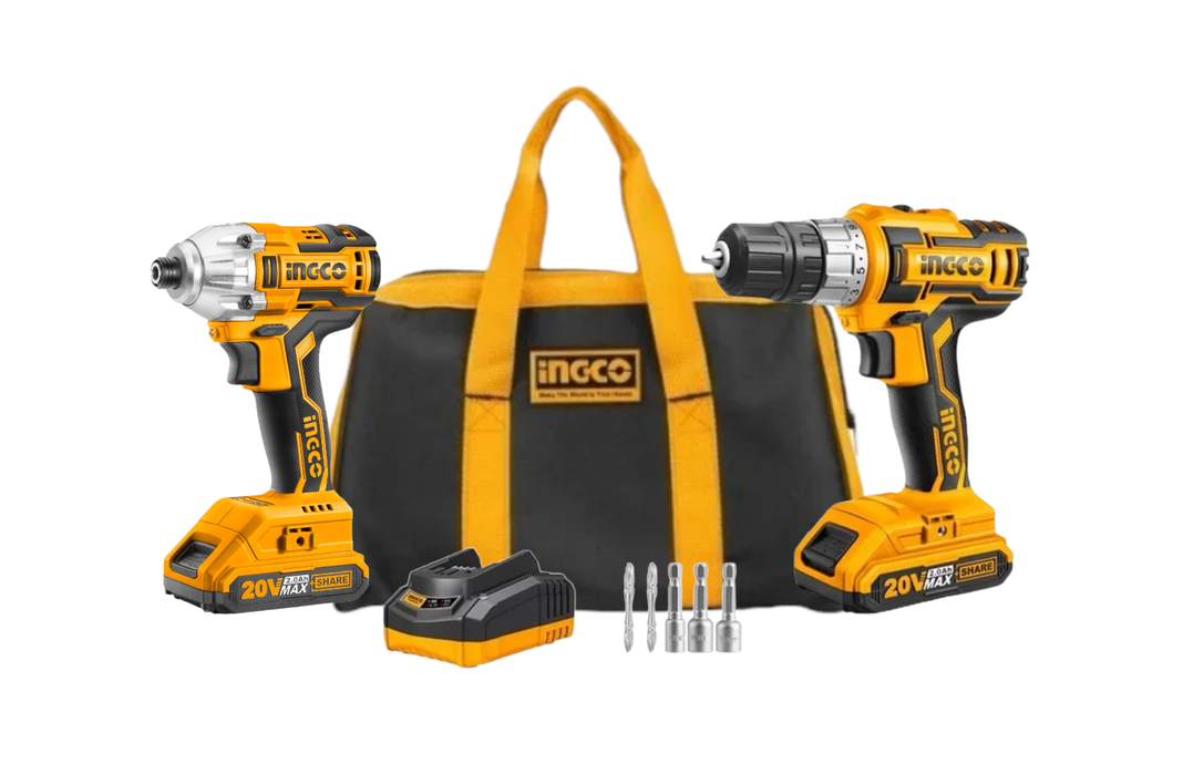 Kit Pack Taladro + Atornillador 20v Ingco + 2 Bat-0