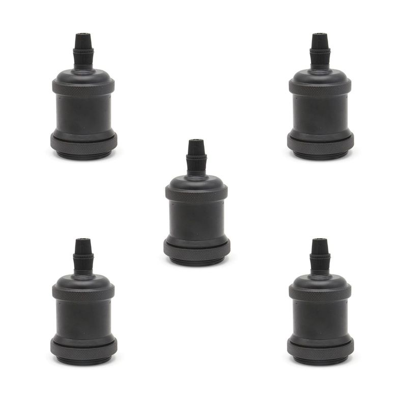 Pack 5 Soquetes E-27 Retro Negro Vintage-0
