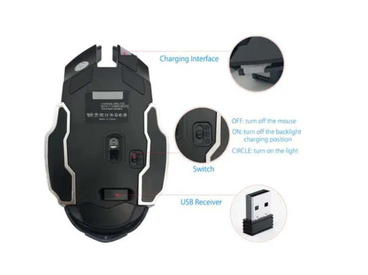 Mouse Gamer Inalámbrico Recargable Iluminado Rgb-3