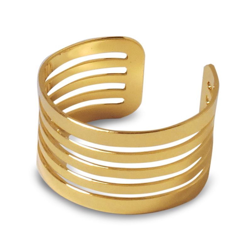 Anillo Tubo Calado Ajustable Enchapado Oro 18K-0