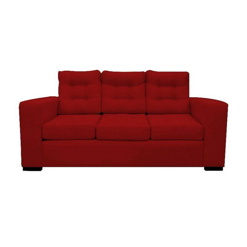 Sofa Antu Chenille Tipo Lino Rojo 3 Cuerpos
