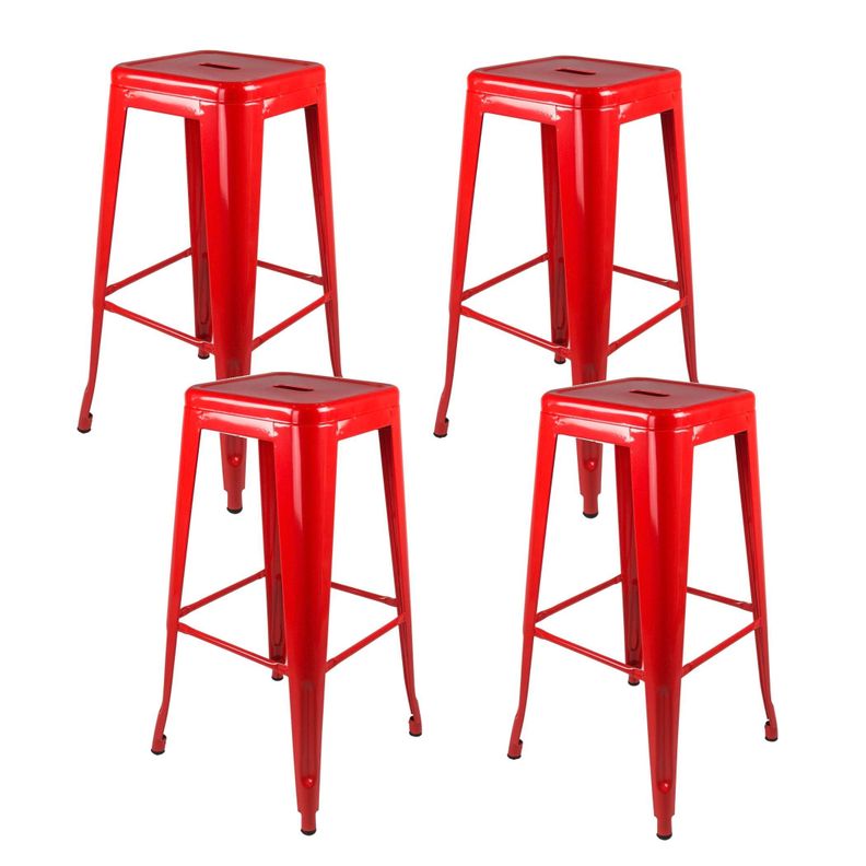 Pack 4 Taburetes Pisos Metal Tolix para Comedor Bar LF5-03H - ROJA-0