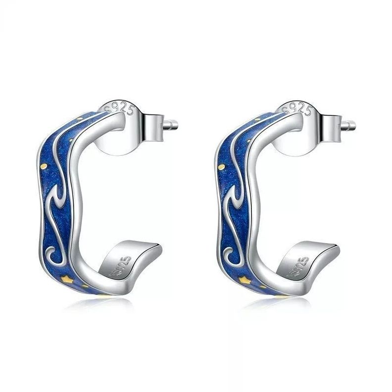 Aros Van Gogh Plata 925 Esmaltada-0