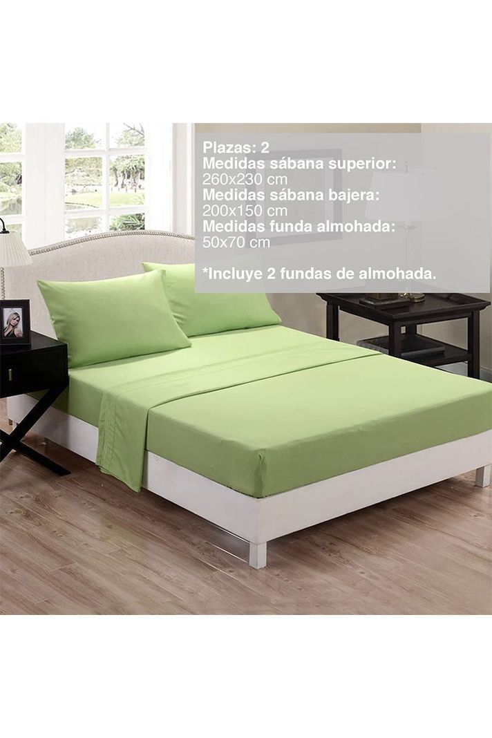 Juego de Sábanas Microfibra Monaco 2 Plazas Verde-1