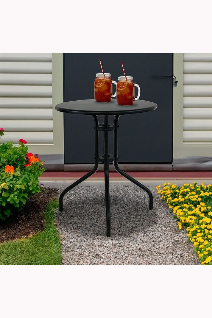 Mesa De Terraza Acero Antideslizante 70x60 cm Negro-1